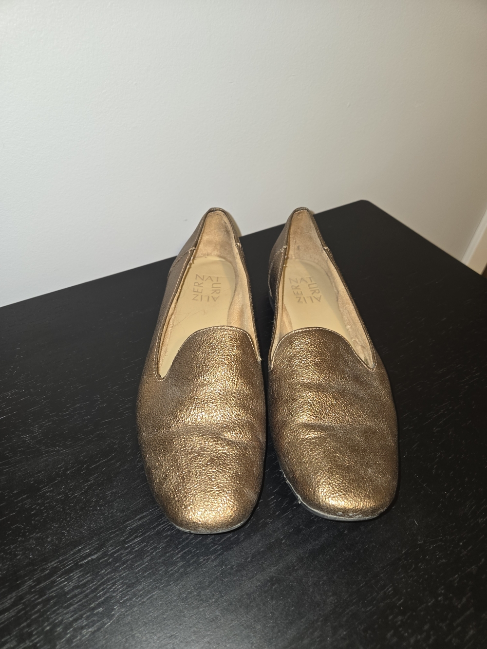 Metallic Bronze Slip-On Loafers for Women